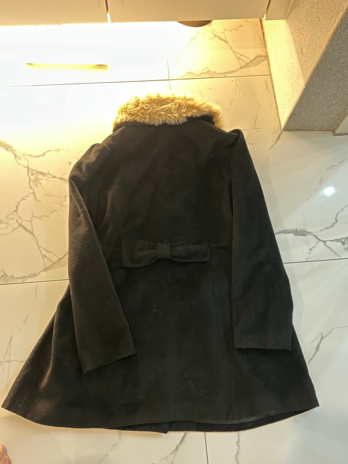 갸루 러블리 리본 퍼 코트 상품이미지4