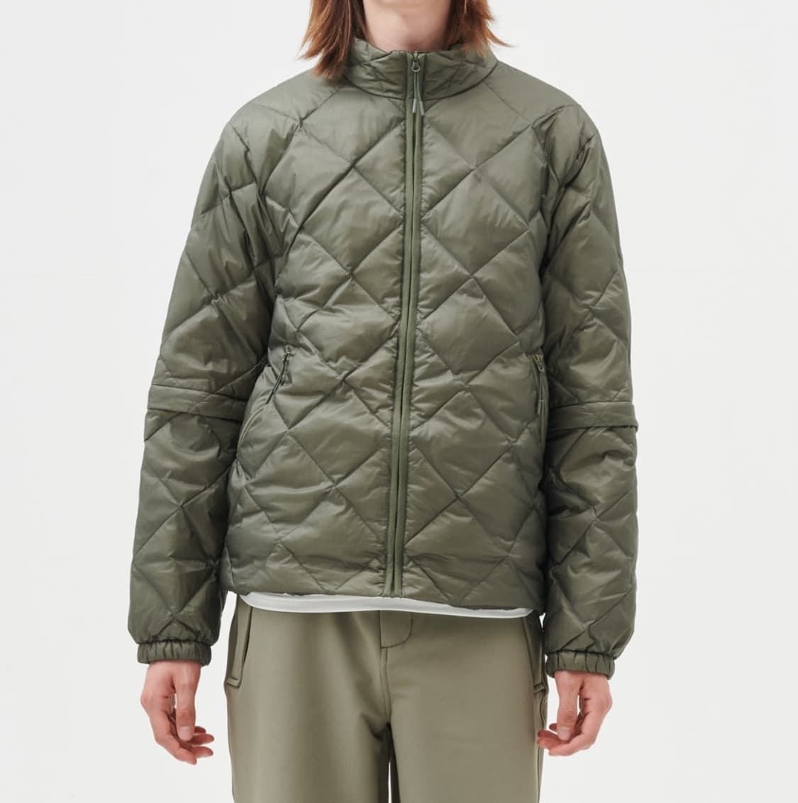 [L] 하이킹패트롤 경량 패딩 카키 라이트다운 디테처블 슬리브 자켓 그린 상품이미지8