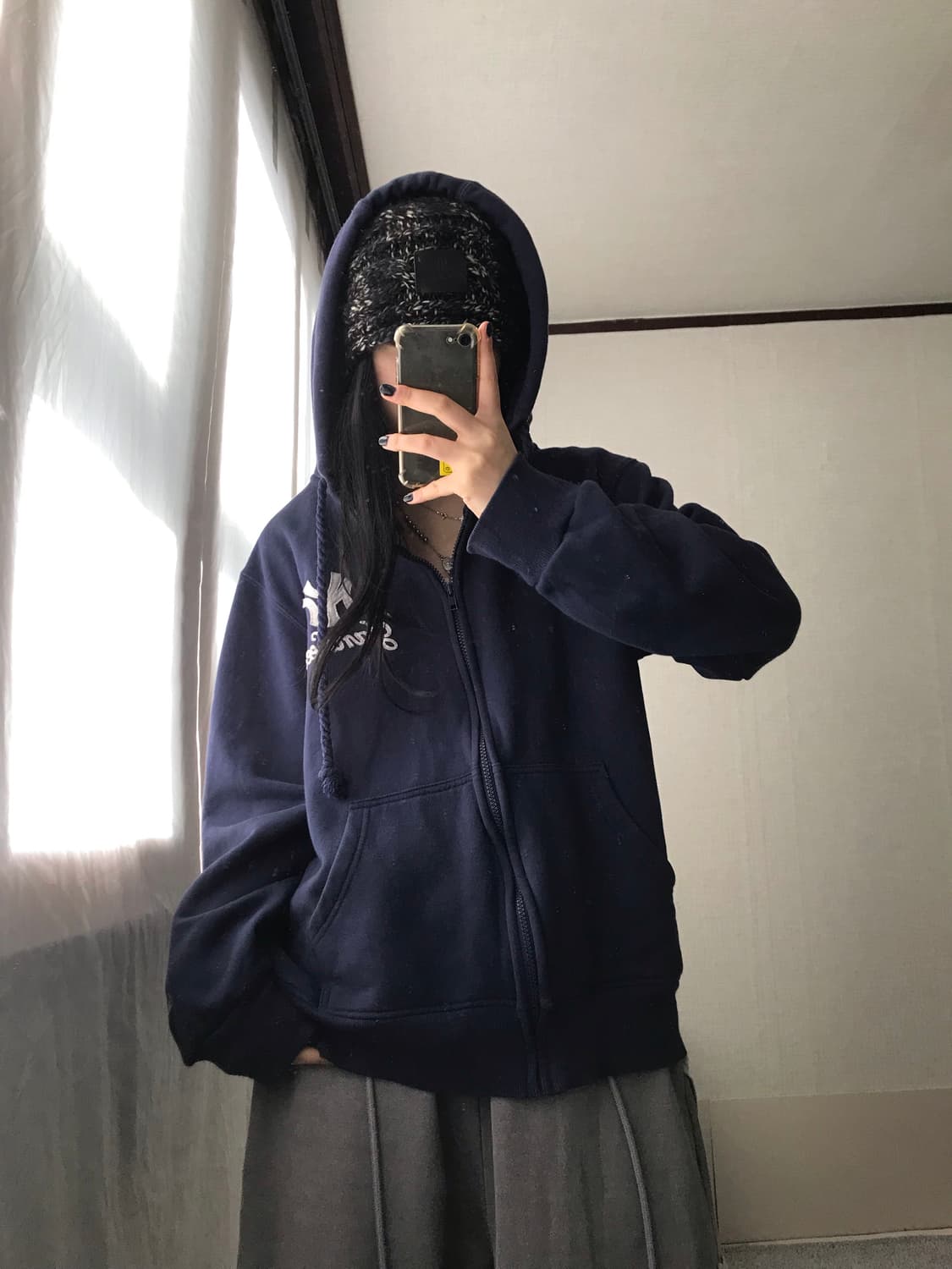 마제스틱 네이비 오버핏 양키스 후드집업 상품이미지1