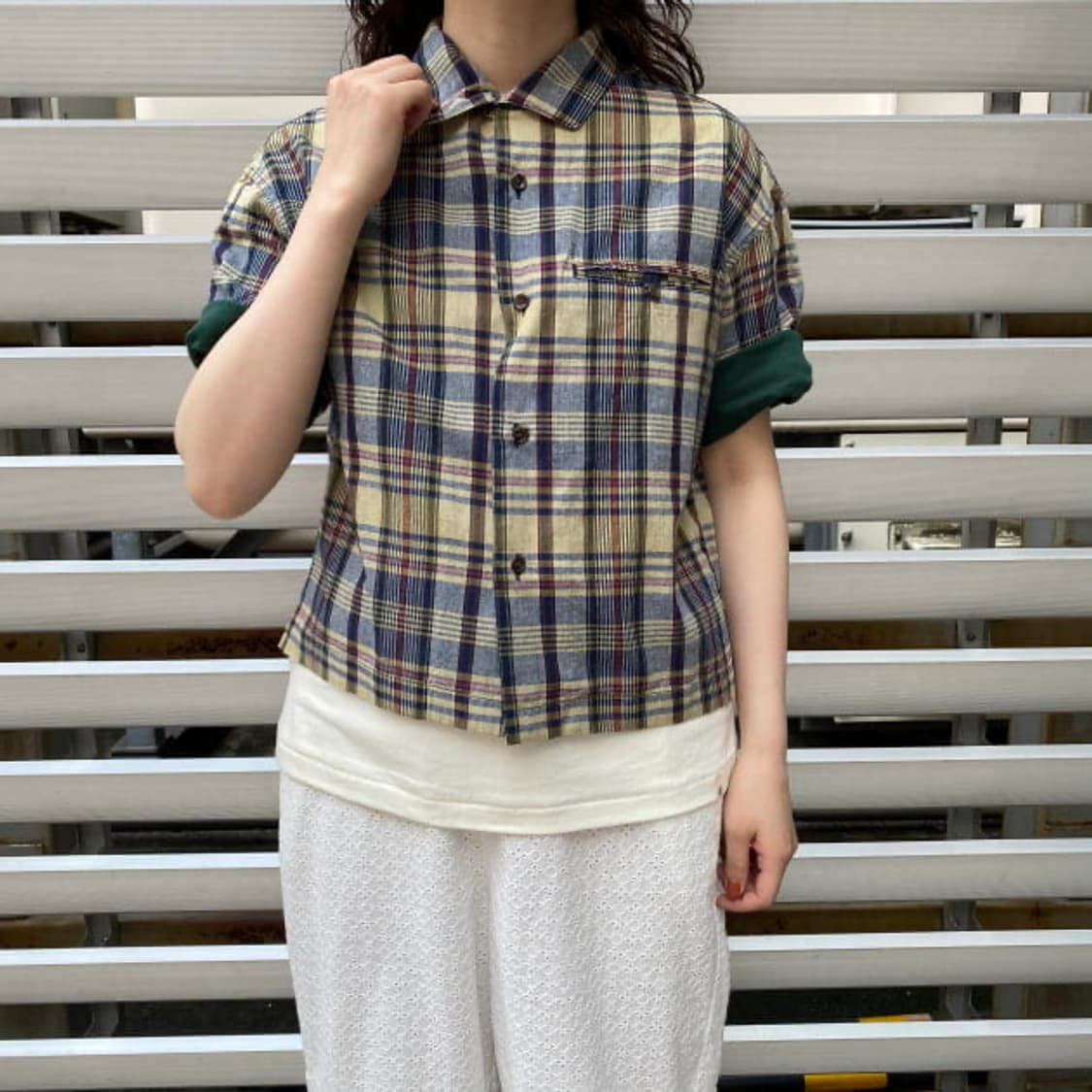 빔즈보이 마드라스 체크 이탈리안 카라 반팔셔츠 상품이미지3