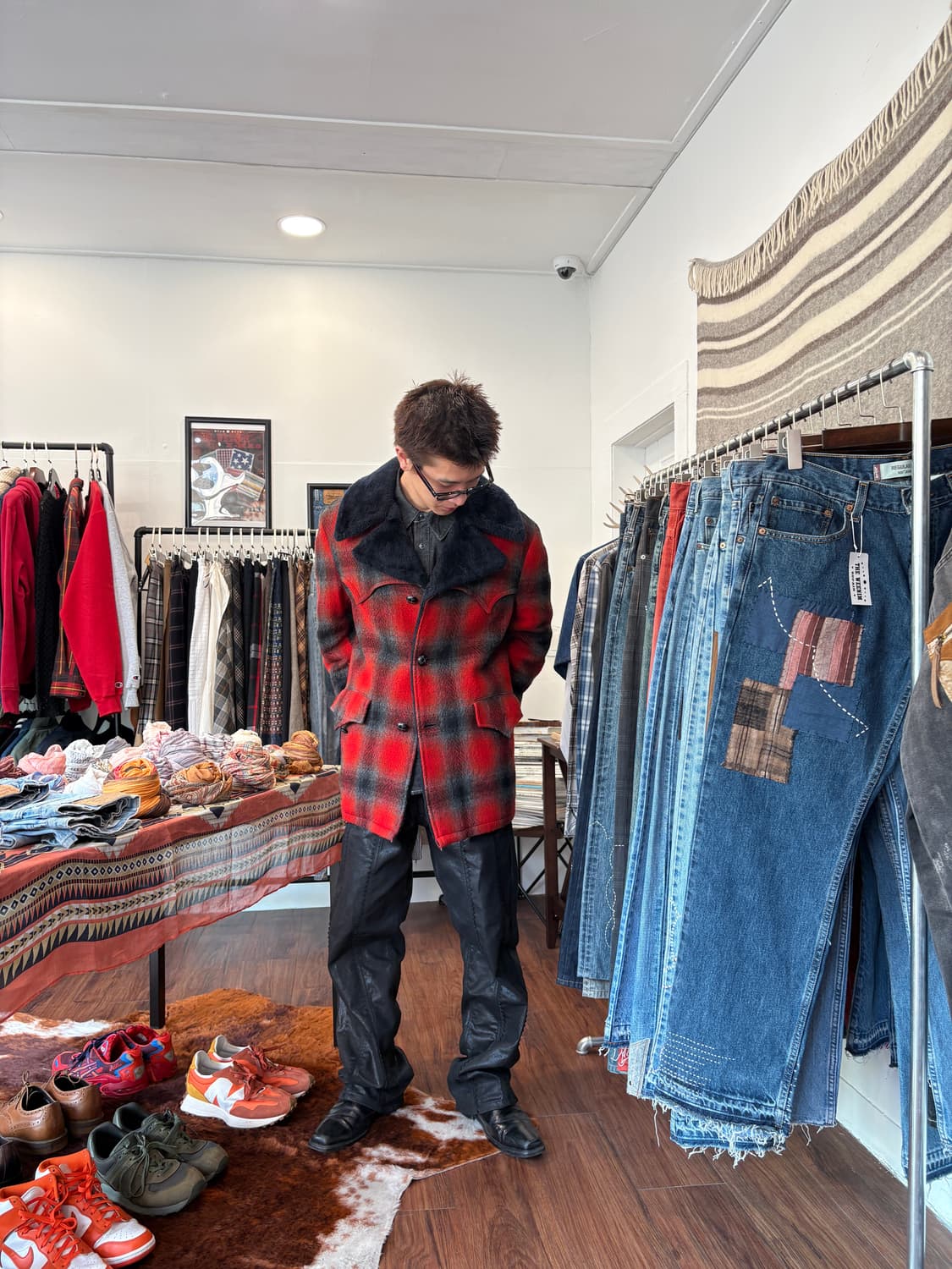 Vintage 체크 패턴 웨스턴 자켓 상품이미지1