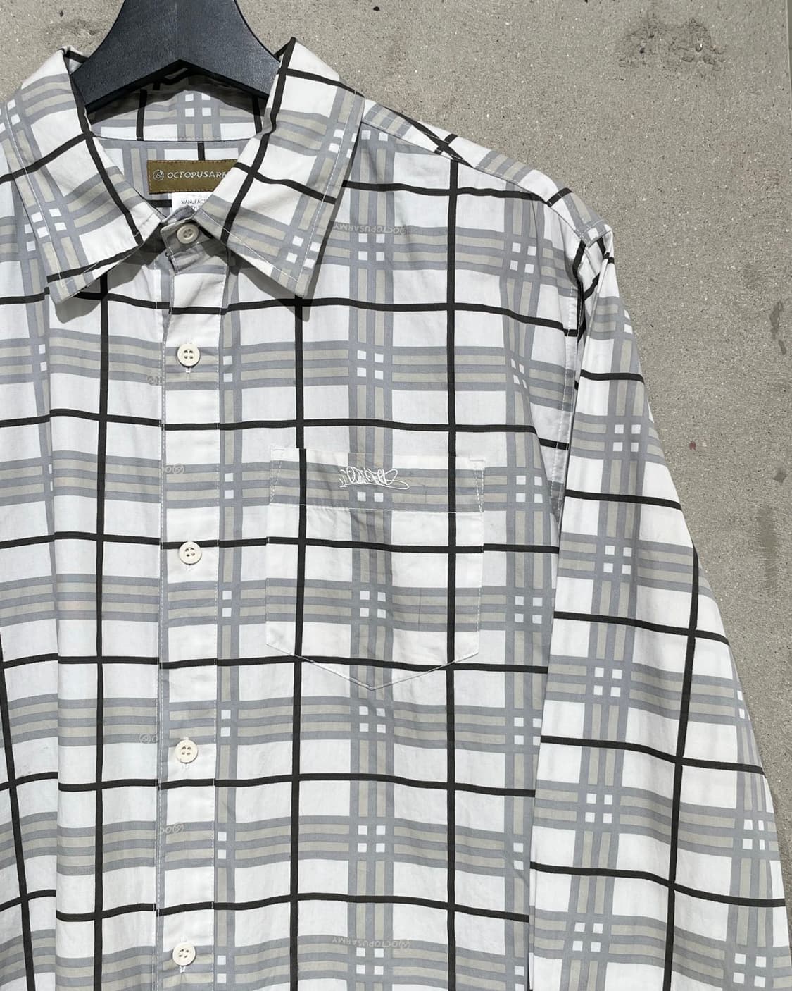 옥토퍼스 아미 로고 싱글 포켓 체크 코튼 셔츠 상품이미지3