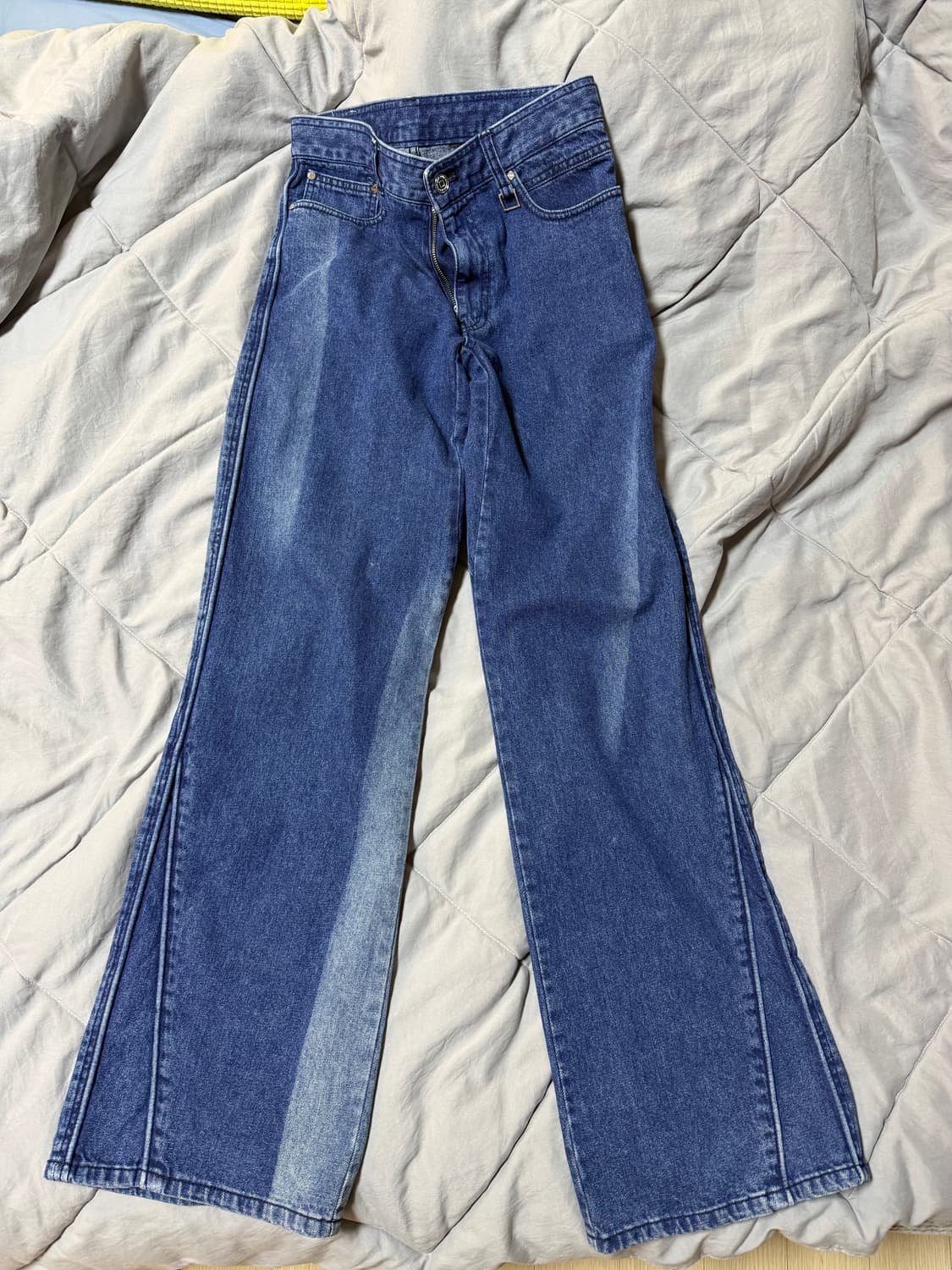 [46] 우영미 파이핑 디테일 워싱 와이드 데님 팬츠 상품이미지1