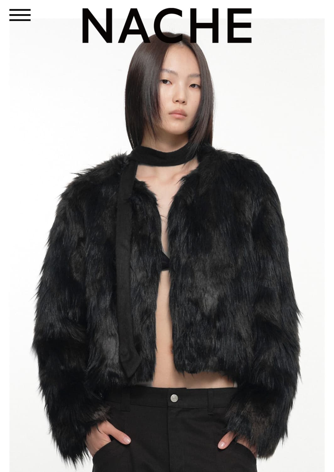 나체 퍼 자켓 카키 블랙 nache 스카프 상품이미지1