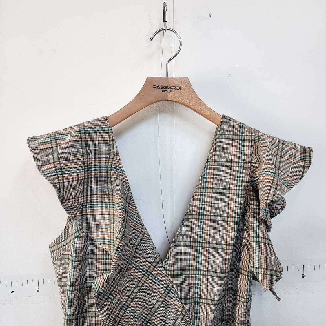 DANJI 체크 롱 원피스 프릴 장식 상품이미지2