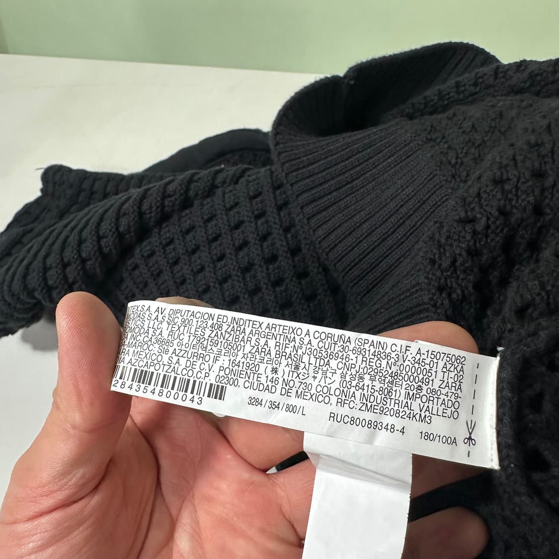 L-XL 자라 맨 블랙 루즈오버핏 시스루 니트후드 상품이미지5