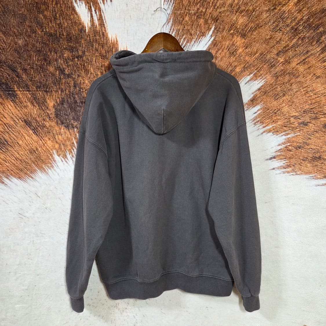 그레이 차콜 레터링 프린팅 오버핏 후드티 상품이미지4