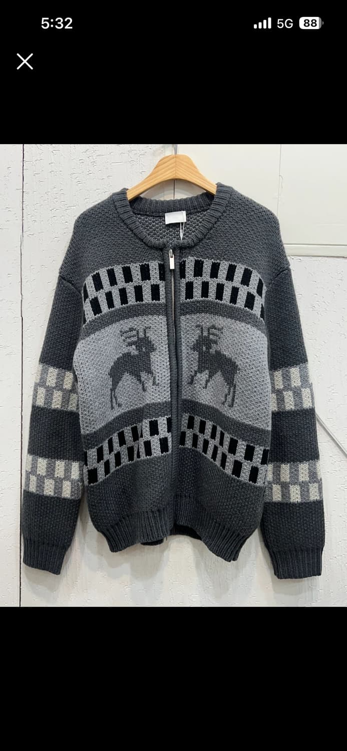 사슴 코위찬 울 집업 가디건 상품이미지1