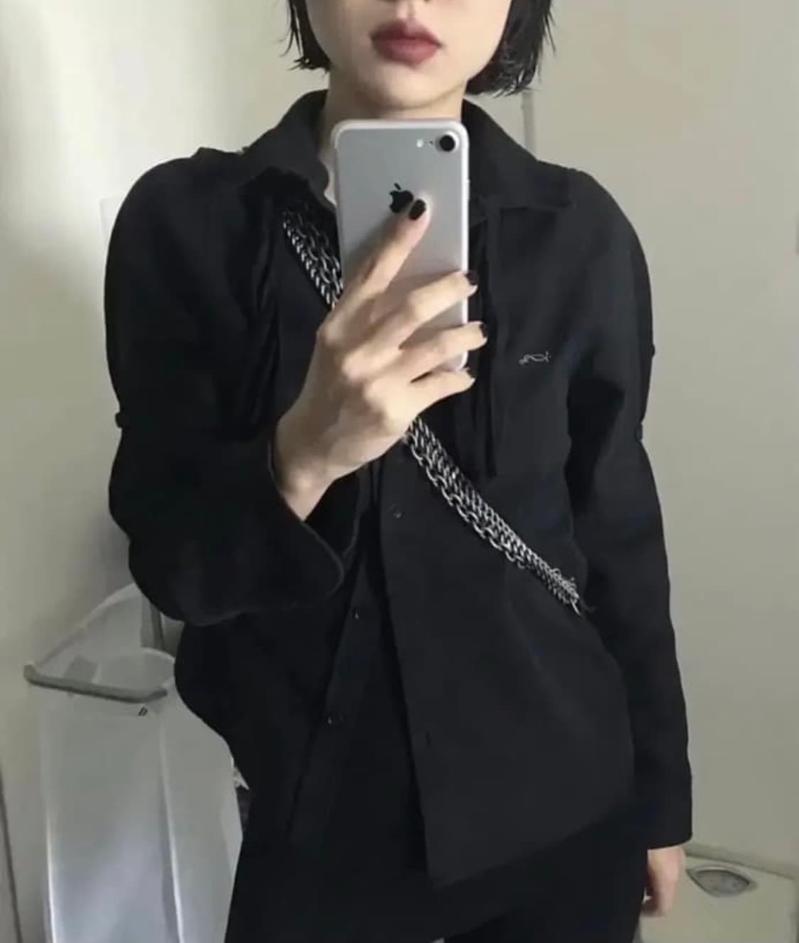 가든 테이프 셔츠 블랙 상품이미지1