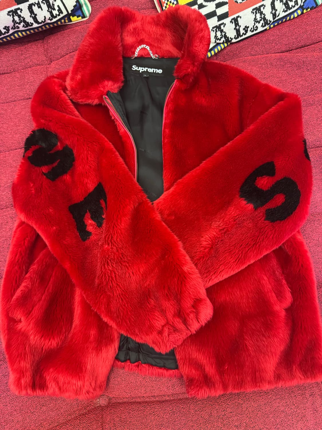슈프림 faux 퍼자켓 레드 라지 상품이미지2