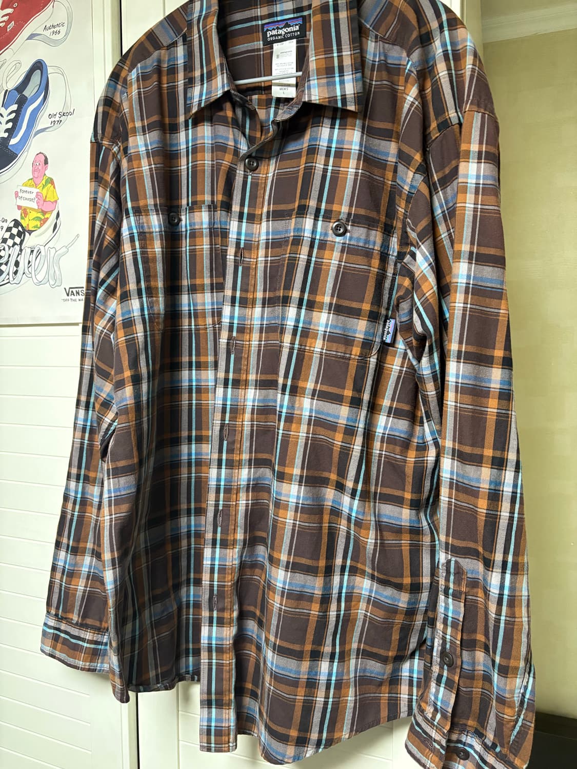 파타고니아 오가닉 코튼 체크셔츠 브라운(L) 상품이미지1