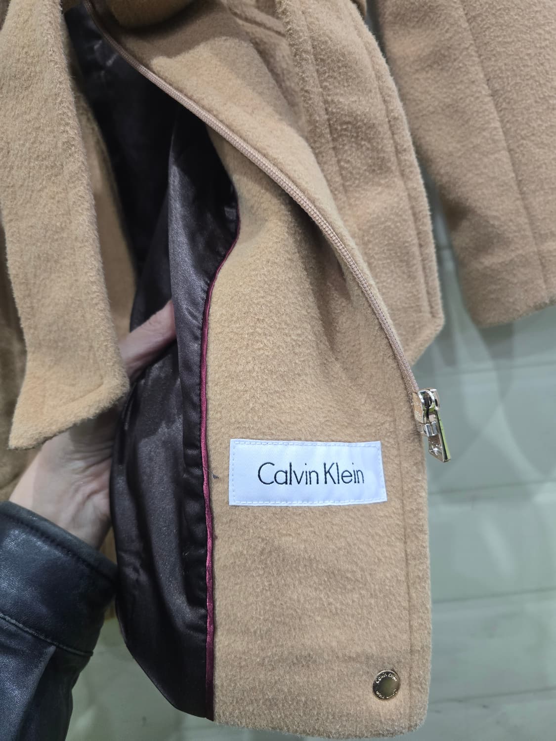 캘빈클라인 벨트 모직 코트 베이지 상품이미지8