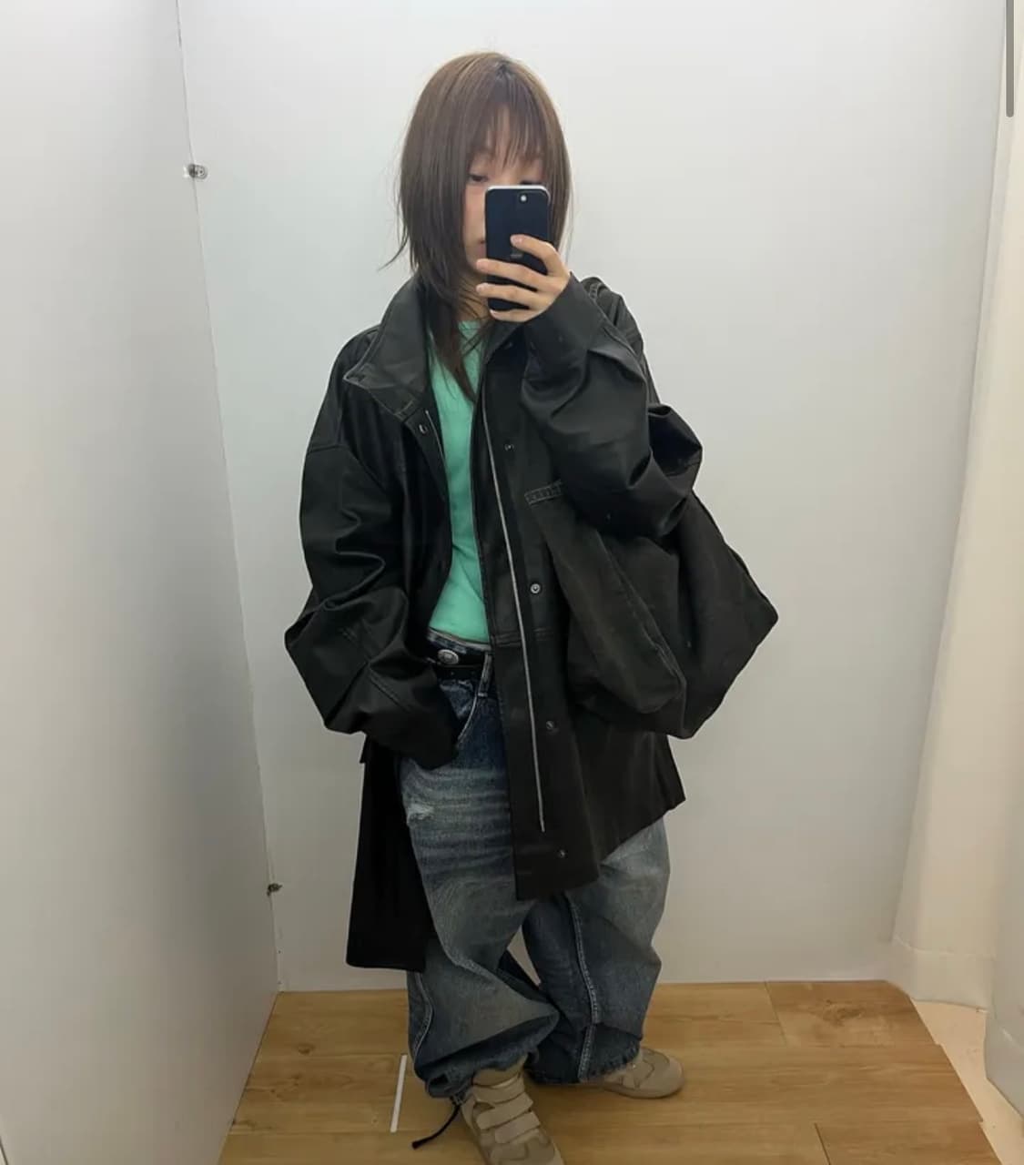 베르크서울 오버핏 레더 자켓 브라운 상품이미지1