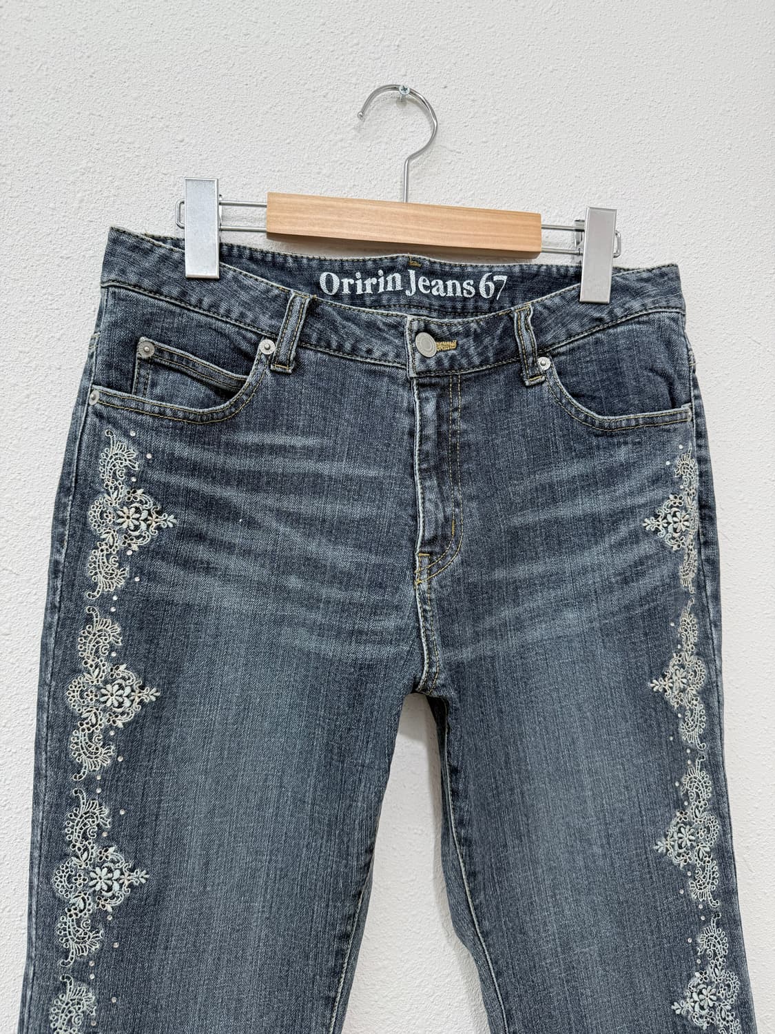 빈티지 oririn jeans 자수 데님 카프리 팬츠 상품이미지2