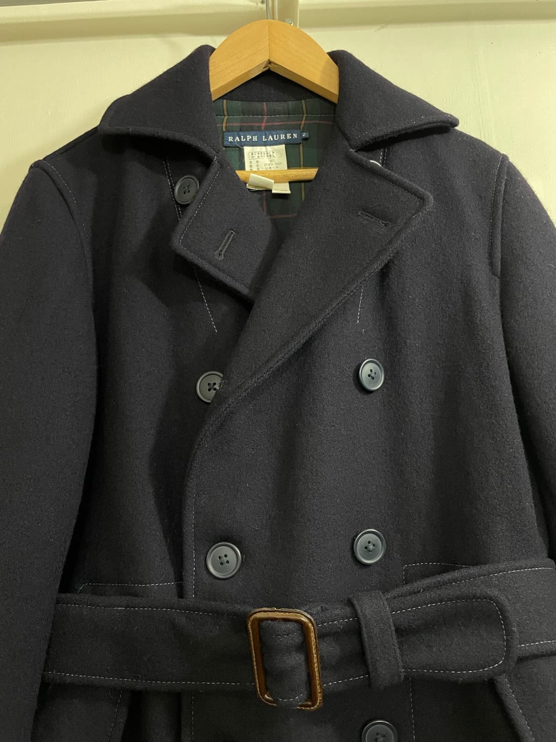 폴로 랄프로렌 이태리제 벨티드 더블 브레스티드 울 코트 네이비 상품이미지3