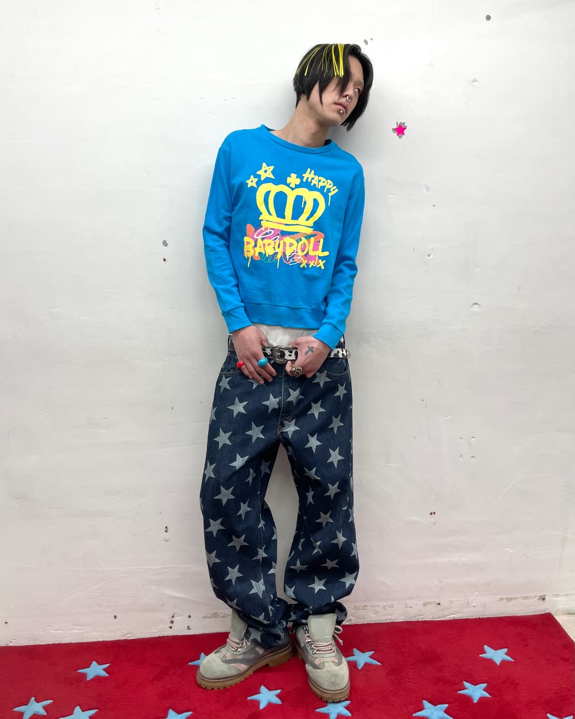 Baby Doll Crown Happy Blue Sweatshirt 상품이미지5