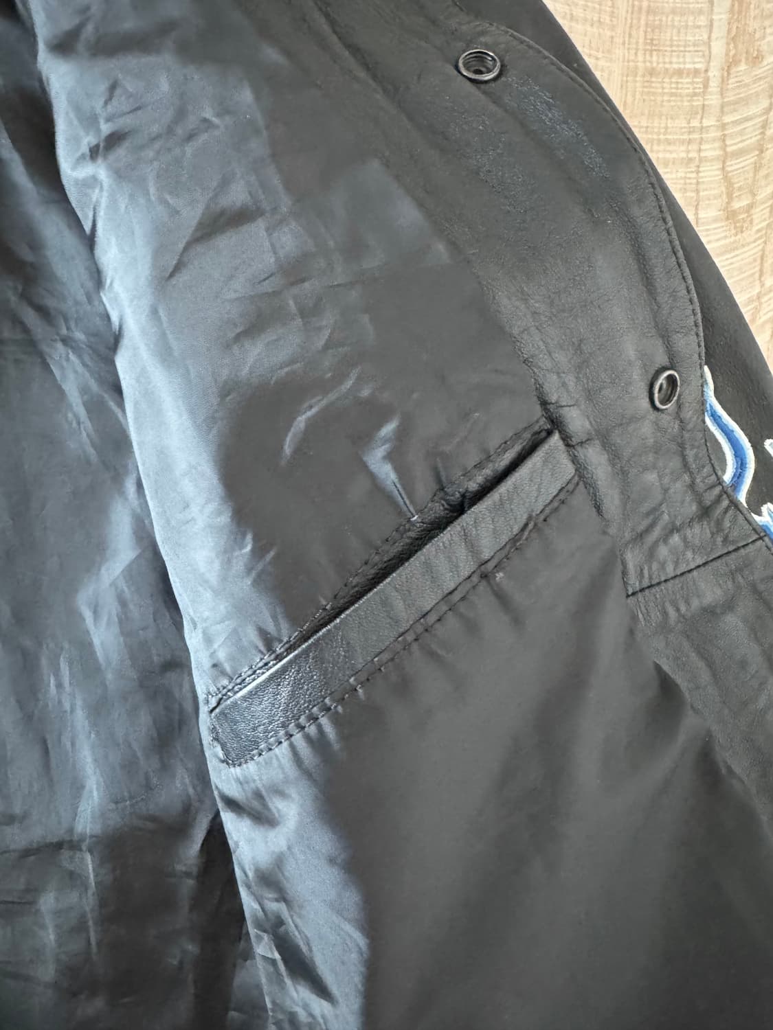 [XL] 빈티지 블루 플레임 자수 가죽 셔츠 자켓 상품이미지9