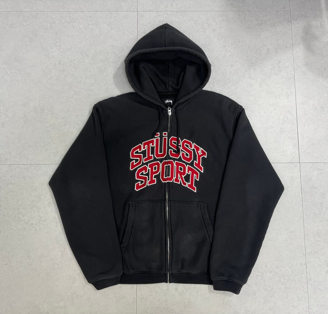 스투시 스포츠 후드집업 워시드 블랙 상품이미지1