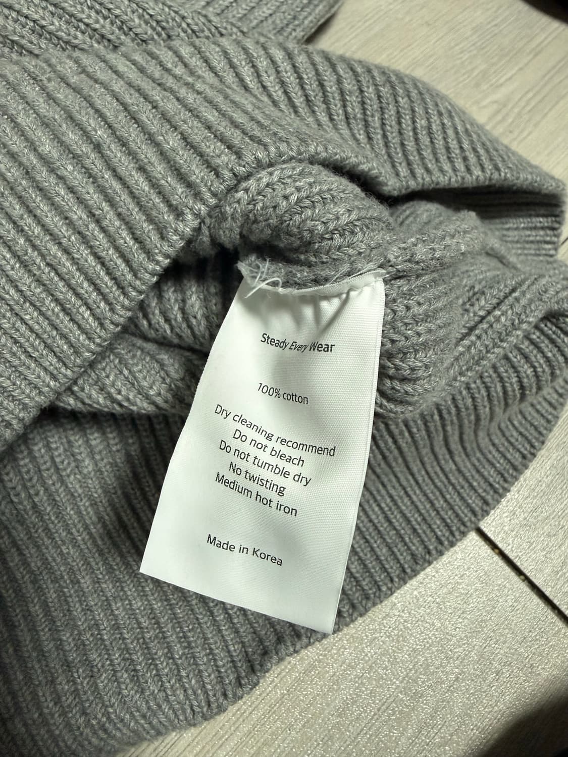 스테디에브리웨어 sew 크루넥 코튼 립 니트(그레이 멜란지) 상품이미지5