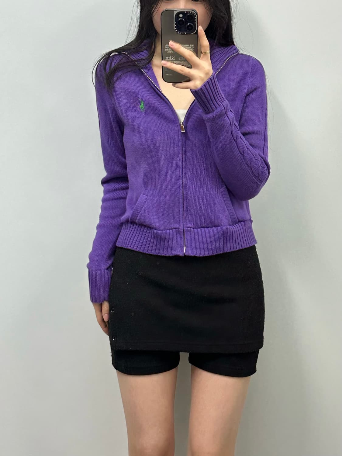 폴로 랄프로렌 퍼플 니트 집업 상품이미지1