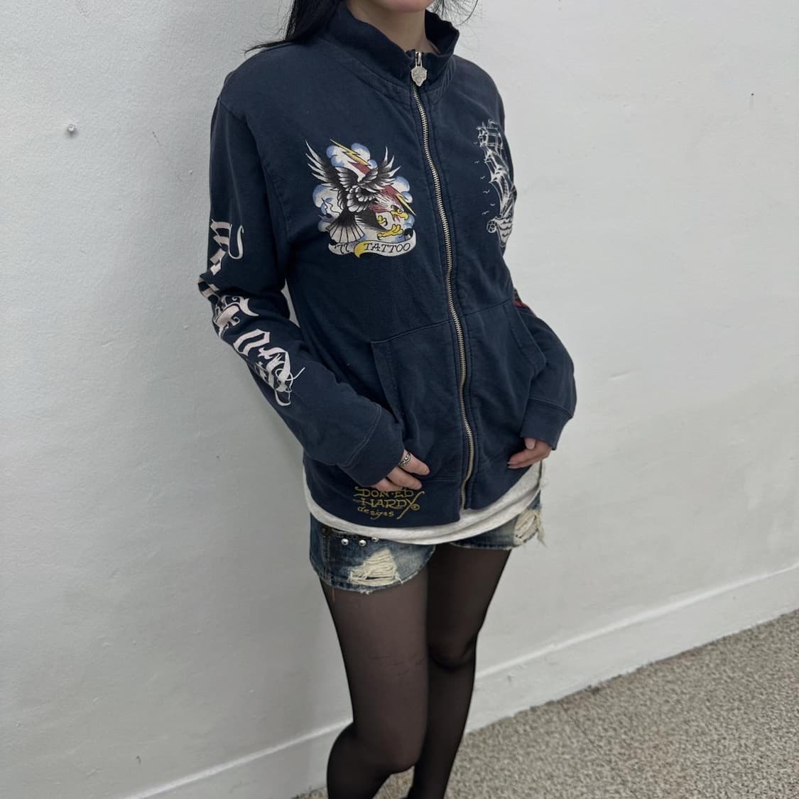 Ed hardy oldschool printing zipup 상품이미지3