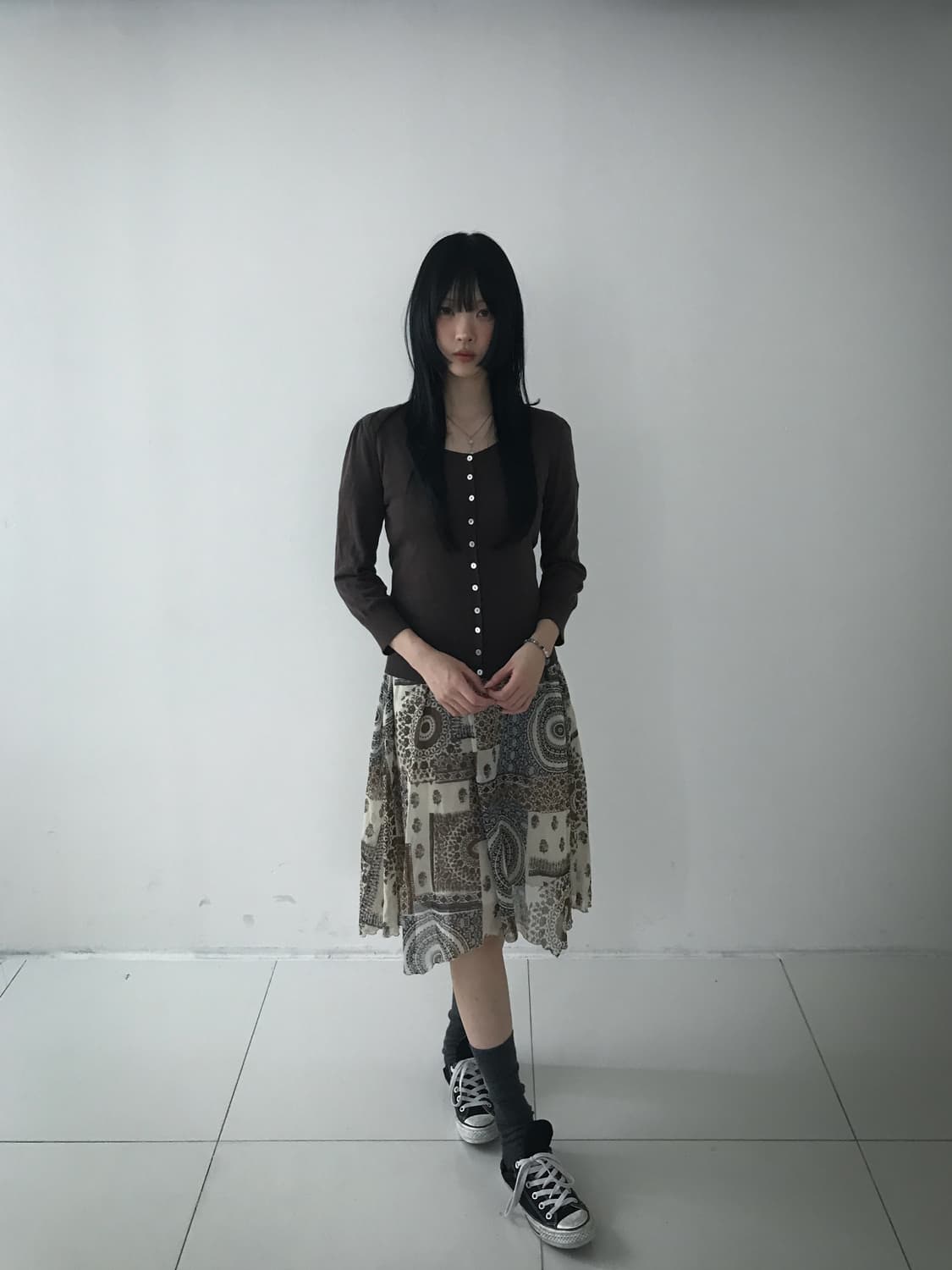 Square Neck Slim Cardigan(Brown) 상품이미지6