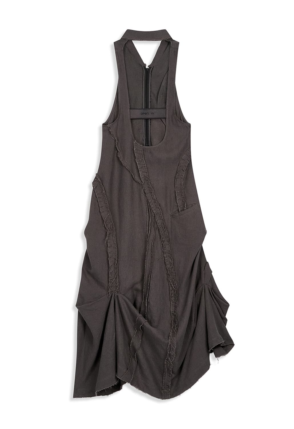 RUFFLE LINEN MAXI DRESS, CHARCOAL 상품이미지3