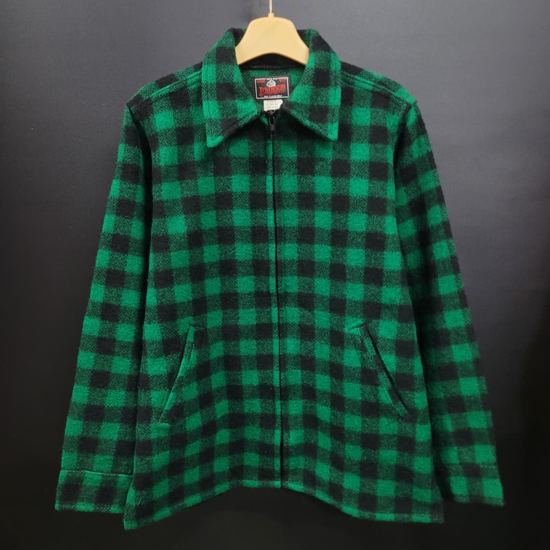 JOHNSON Woolen Mills 아카이브 그린 체크 집업 울자켓 상품이미지6