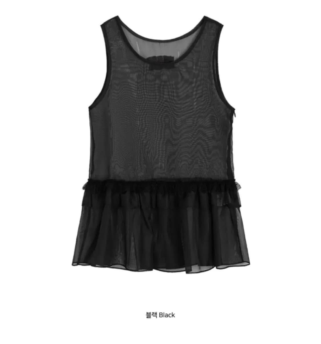 오헤시오 프릴 레이스 레이어드 슬리브리스 탑 블랙 상품이미지1