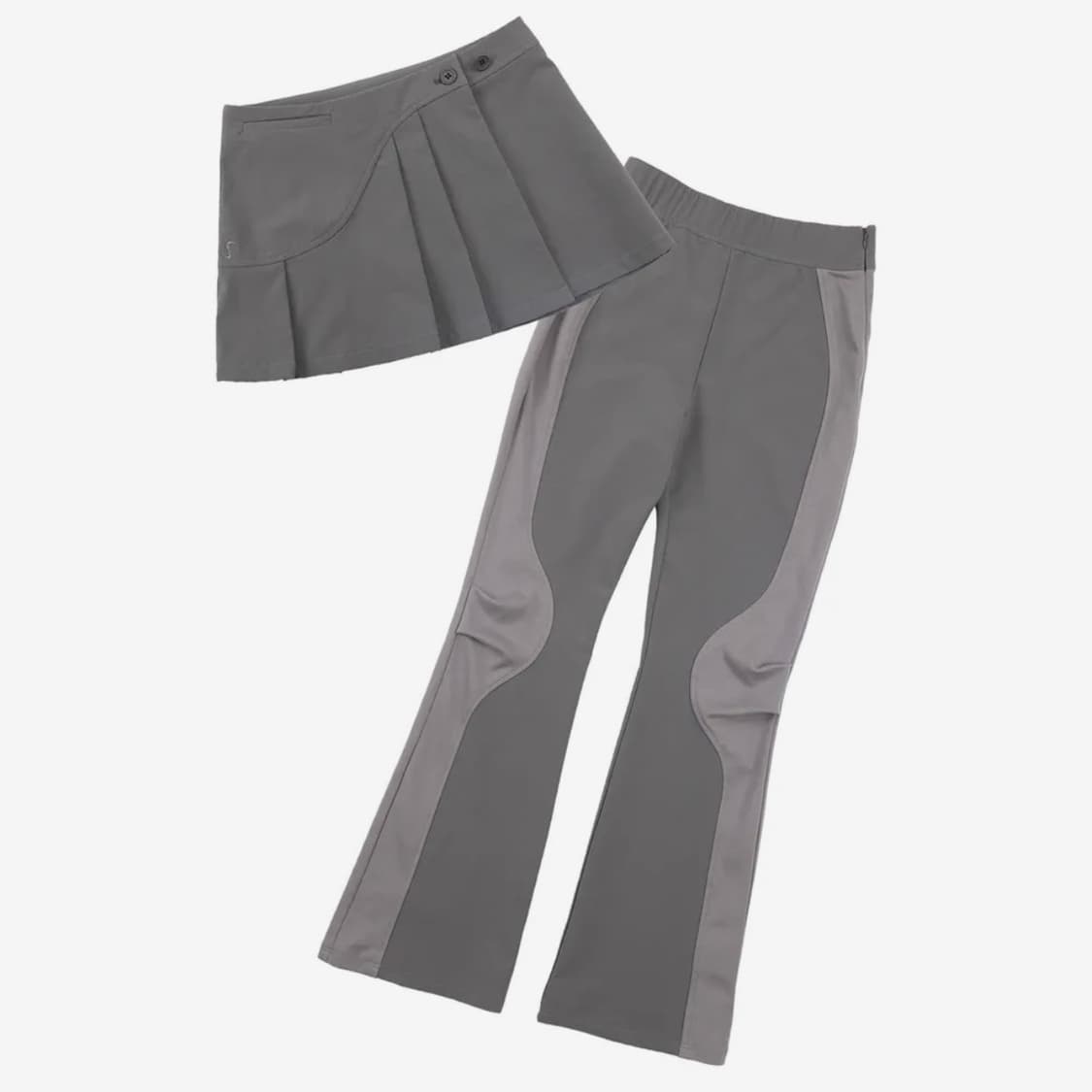오호스 2-way Pleats Skirt Pants / Grey 상품이미지2