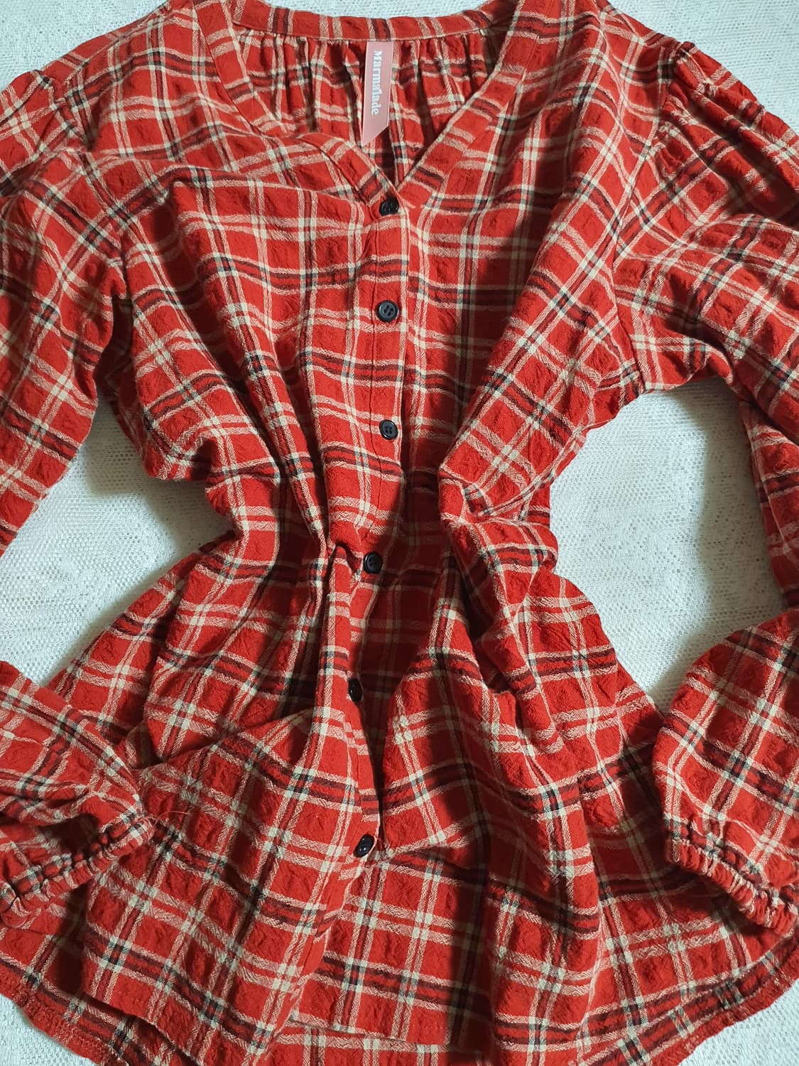 [모리걸] 레드 체크 블라우스 상품이미지6