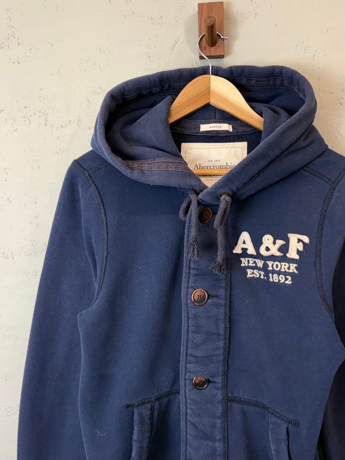 아베크롬비 빈티지 버튼 후드집업 네이비 상품이미지5