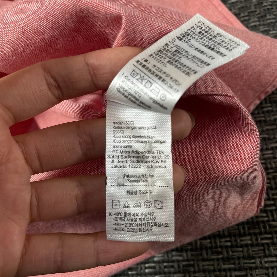 라코스테 자수로고 핑크 긴팔 셔츠 슬림핏 L 상품이미지8