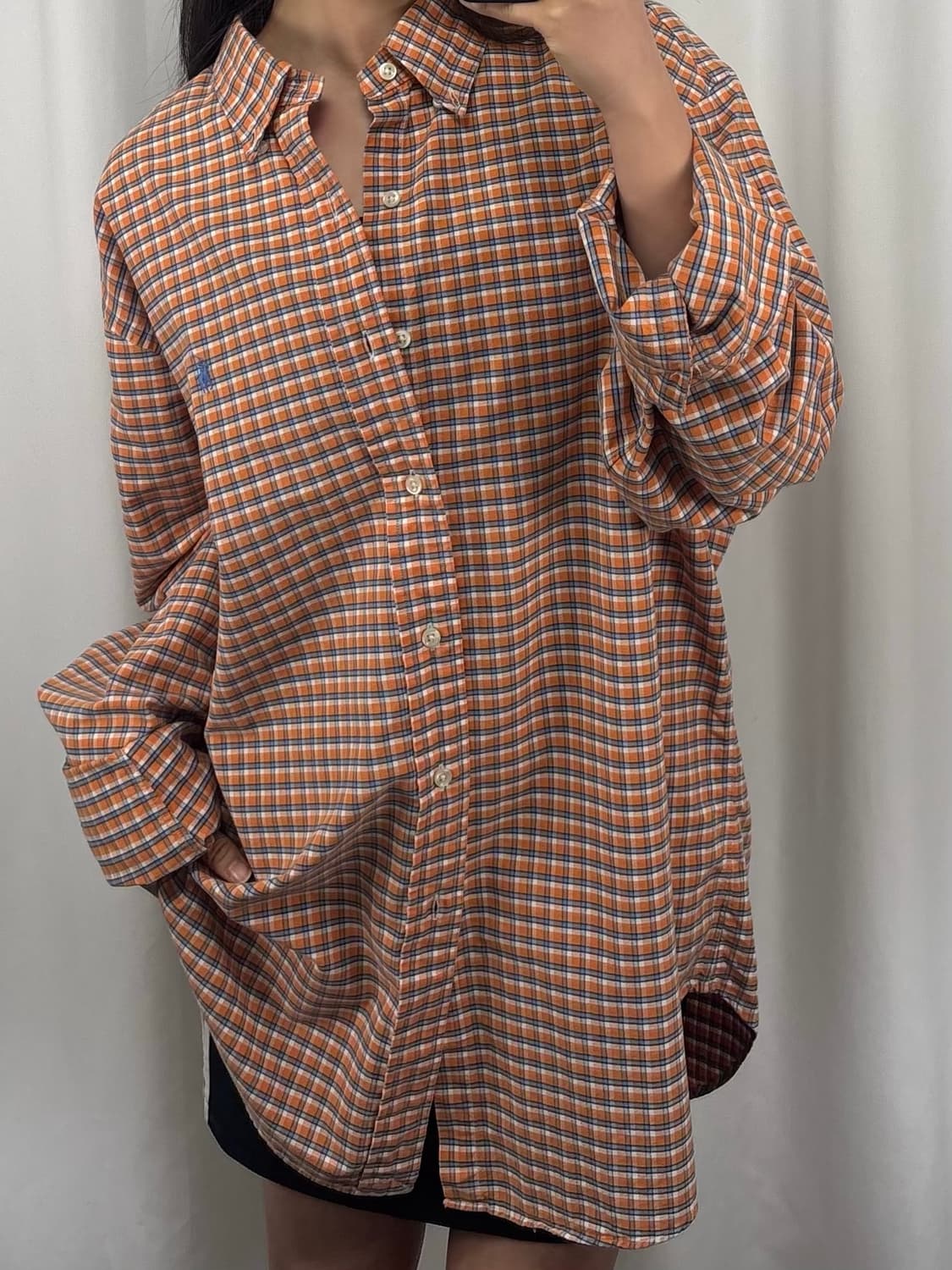 폴로 오렌지 체크 셔츠 상품이미지3