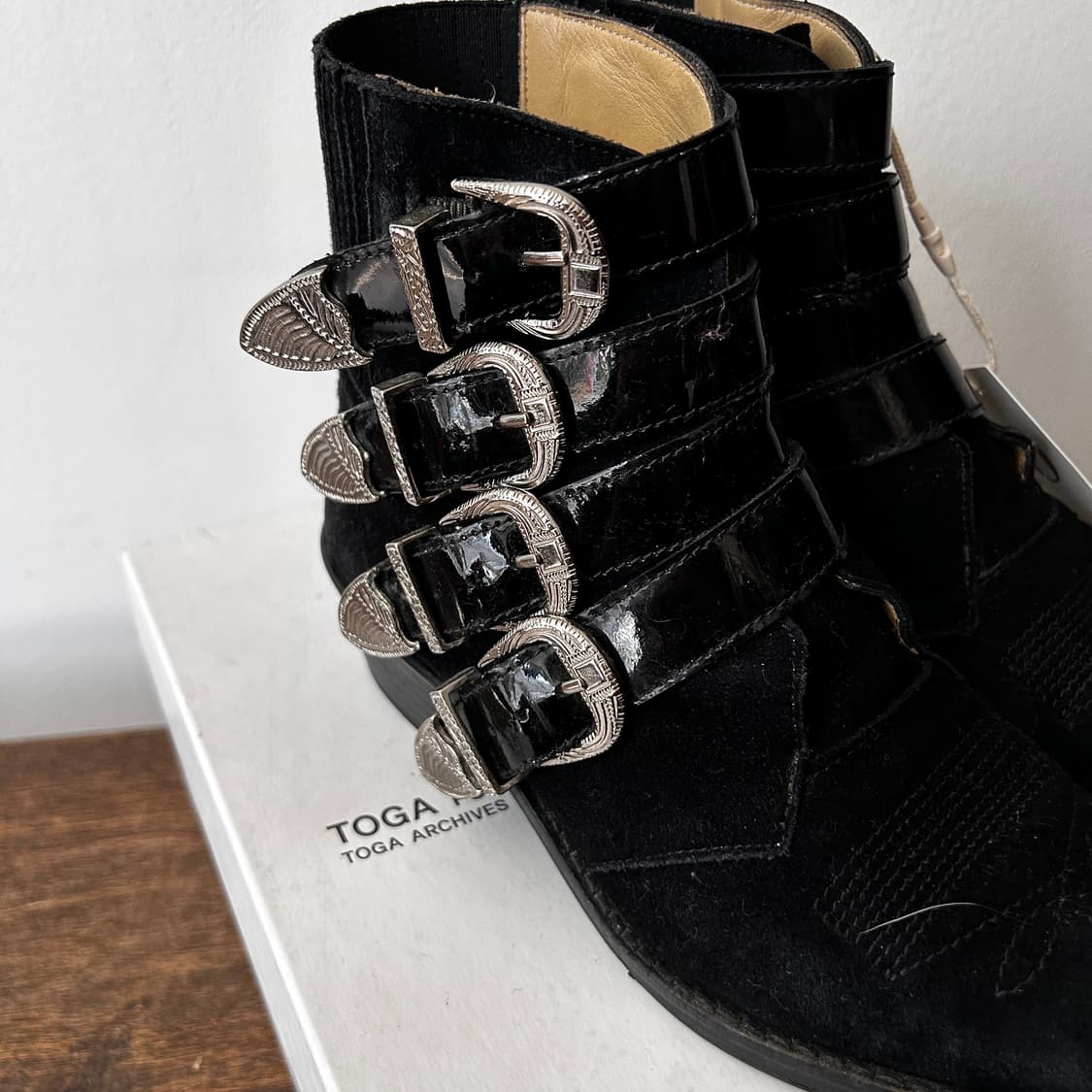 Stitch Suede Western Belt Boots 상품이미지7