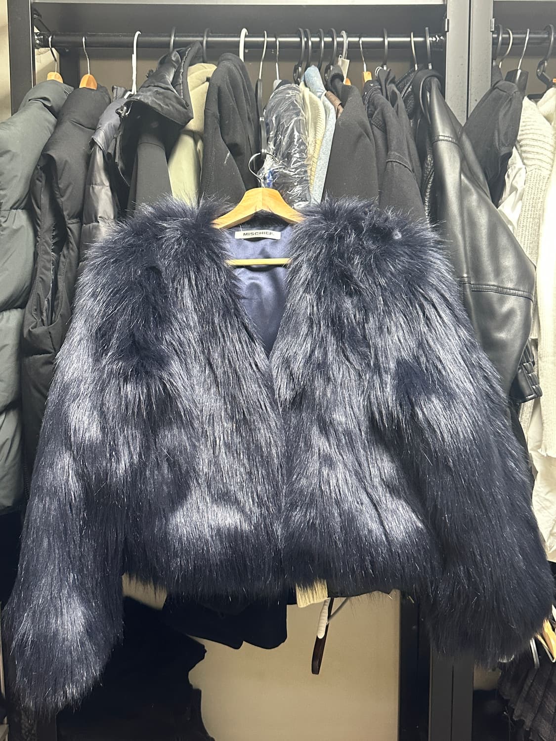 미스치프 퍼 자켓 네이비 상품이미지4