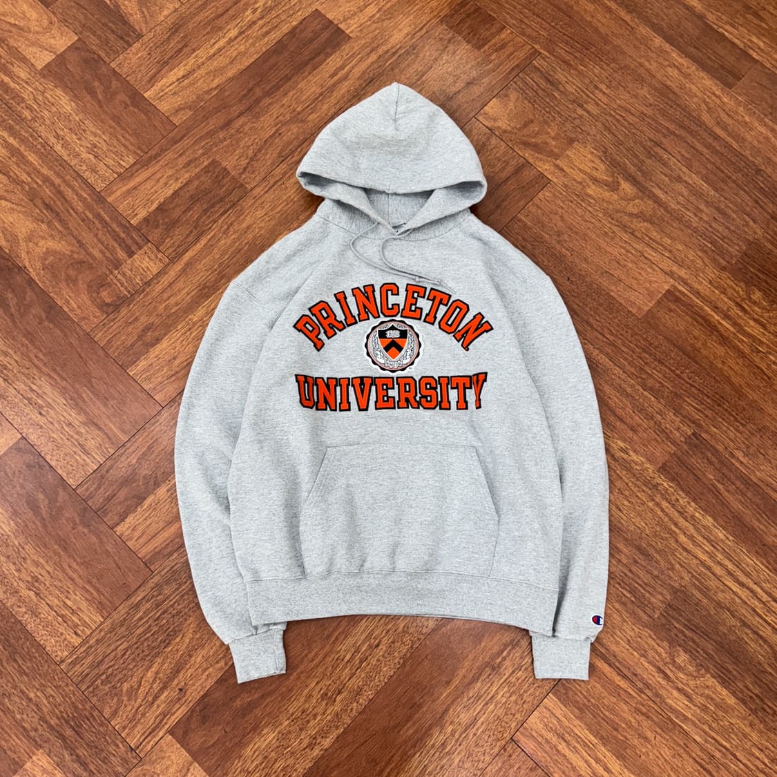 L 챔피온 프린스턴 UNIV 빅로고 그레이 후드 티셔츠  상품이미지1