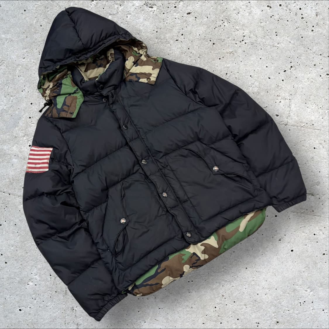 [M] 폴로 데님앤 서플라이 블랙 다운 패딩 점퍼 카모 D4 상품이미지1