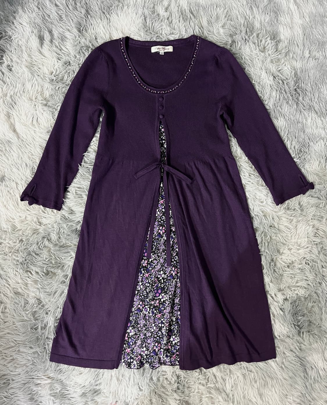 모리 하구미 에스닉 리본 쥬얼리 플로럴 퍼플 원피스 상품이미지9