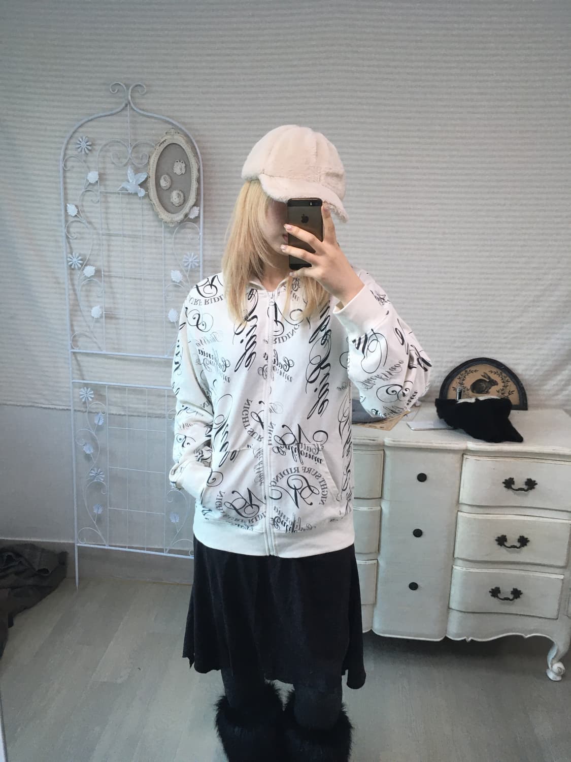 jpn vintage y2k ivory hood zipup 상품이미지4