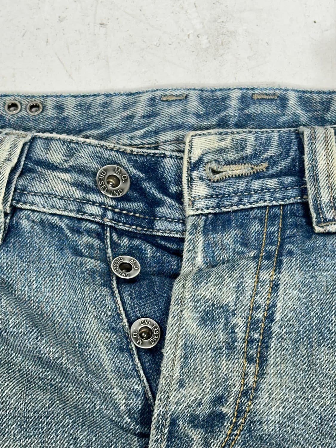 디젤 디트로이트 데미지 워싱 연청 와이드 데님 팬츠 청바지 상품이미지7