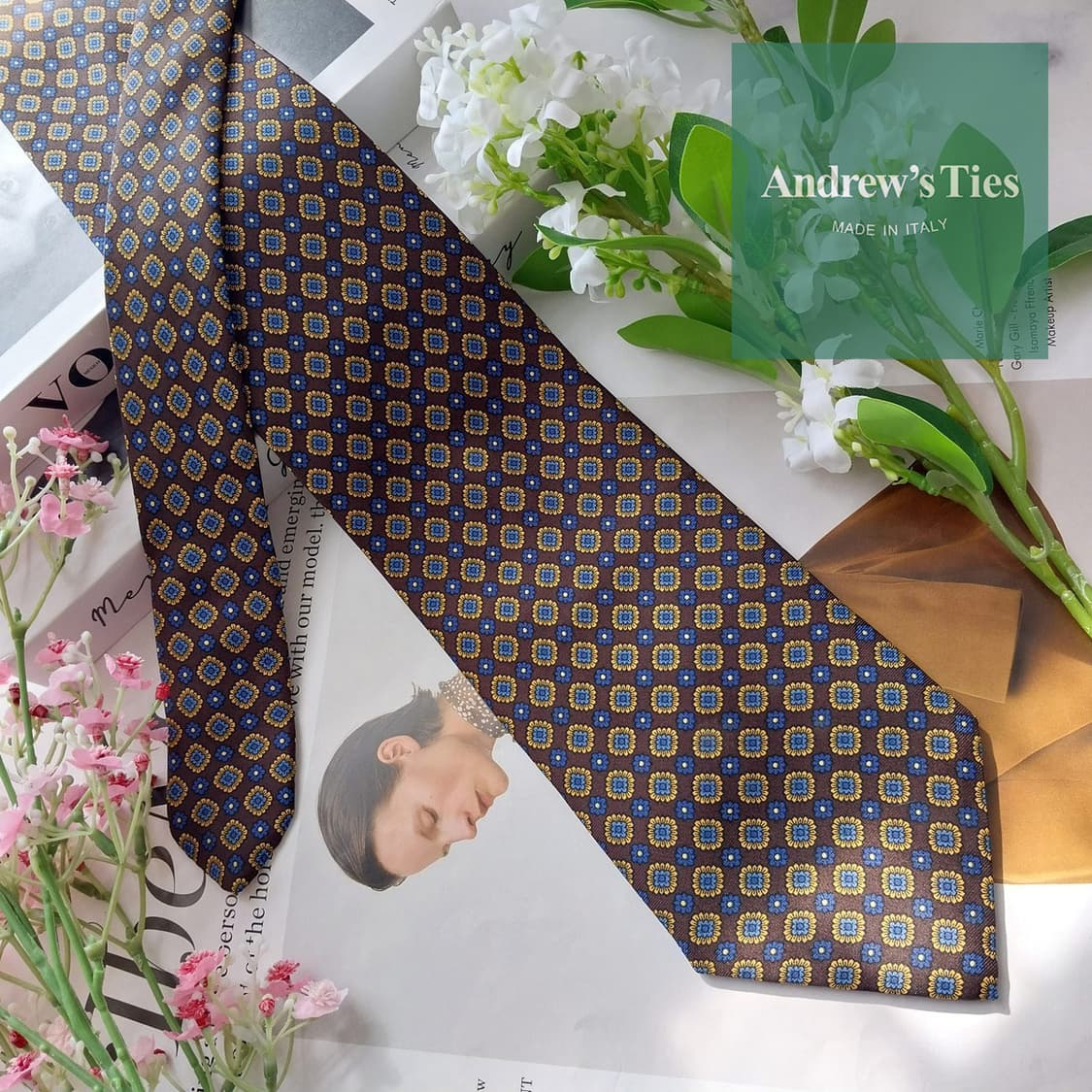 앤드류스타이 실크 브라운 패턴 넥타이 9.9cm A+등급 K2208
 상품이미지2
