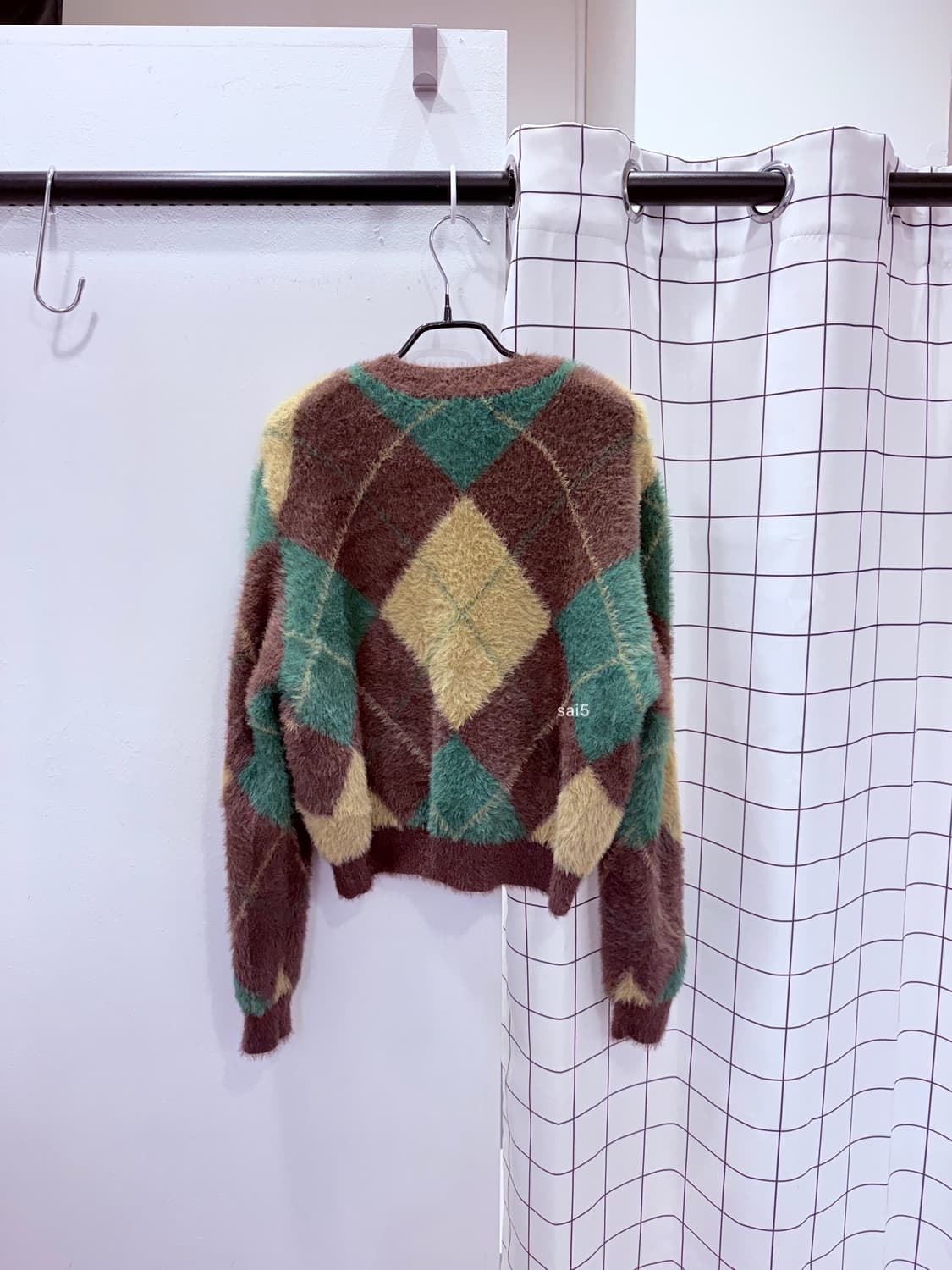 바이탈싸인 모헤어 아가일 퍼 니트  상품이미지3