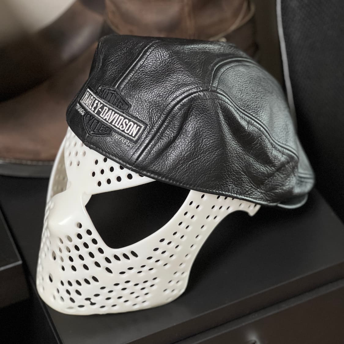 할리데이비슨 가죽 헌팅캡 블랙 L (약58-59호) 상품이미지2