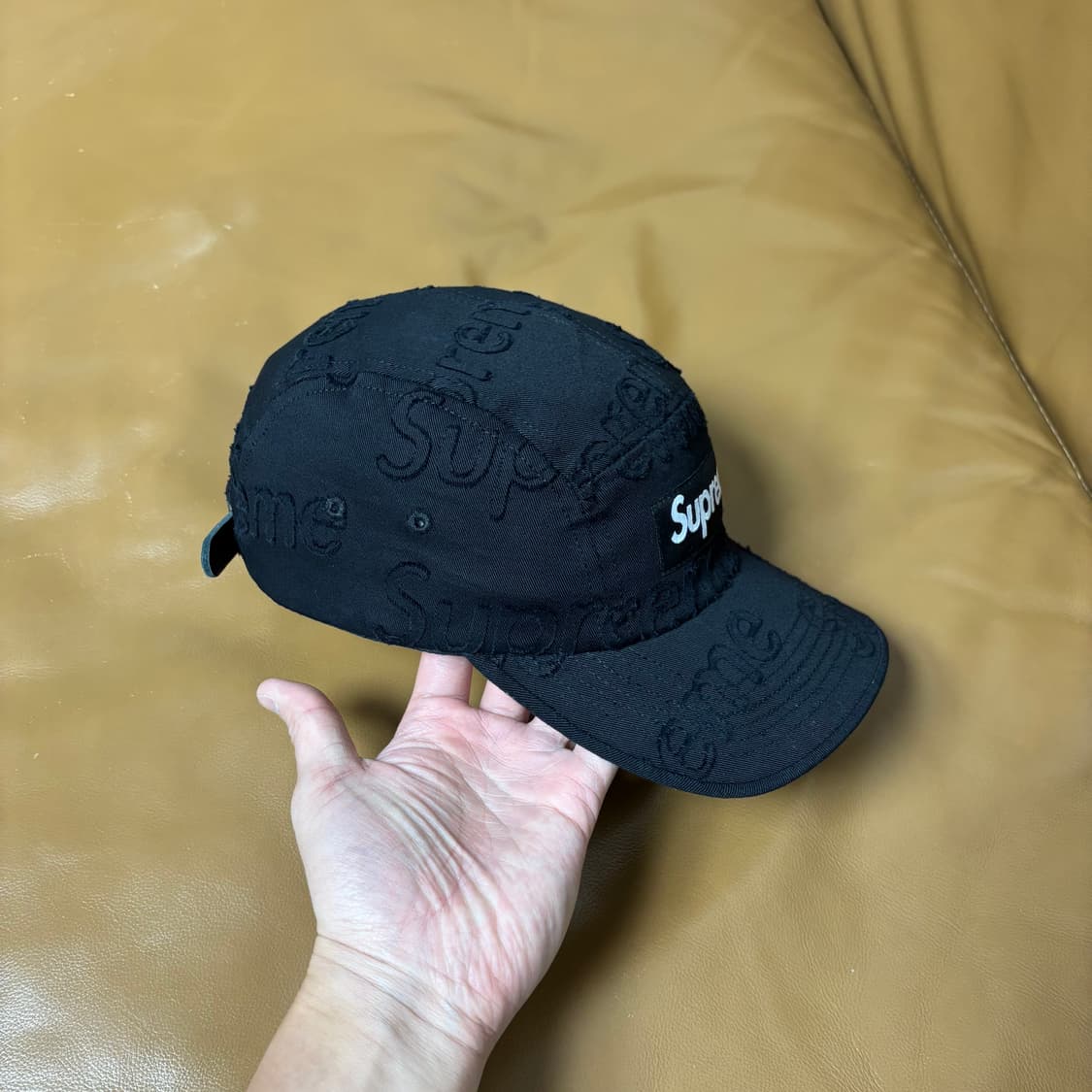 Supreme 슈프림 레이저드 로고 블랙 캠프캡 모자 (Black) 상품이미지3