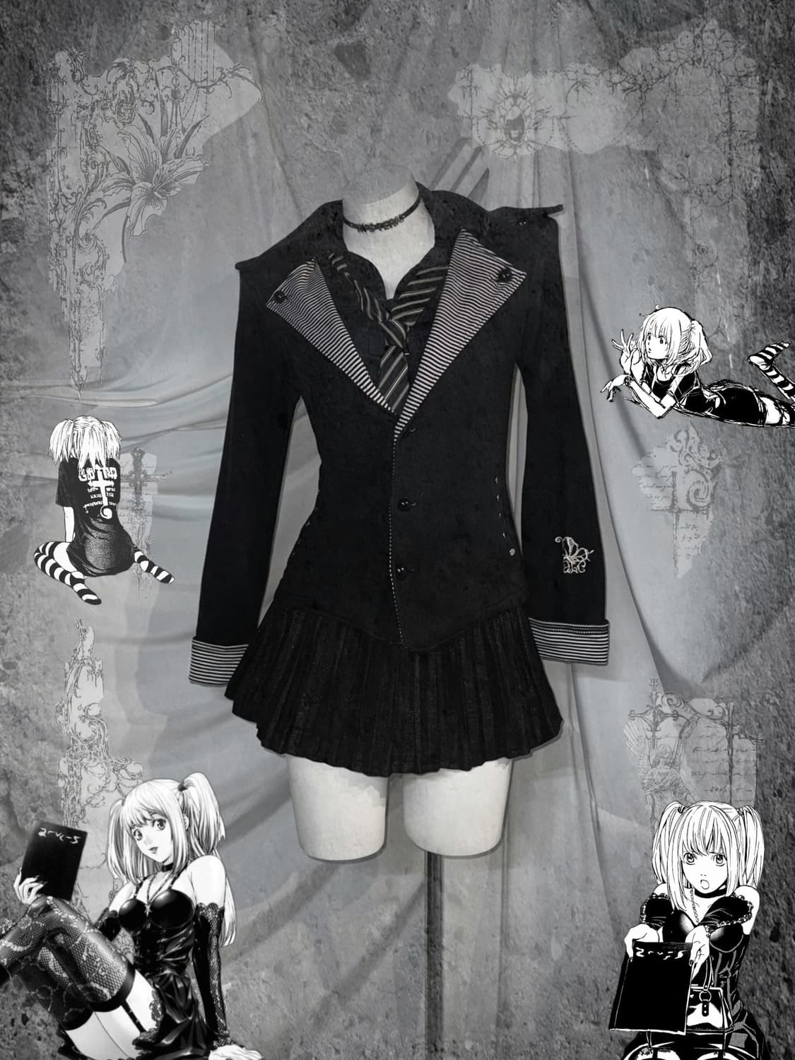 미사깔 알곤퀸즈 에이치나오토 데일리 무채색 펑크 코디세트  상품이미지1