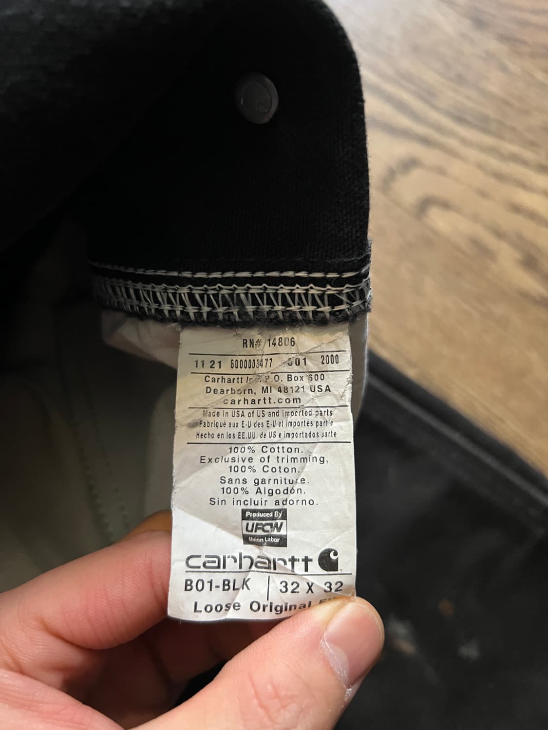 [32]칼하트 Made in USA 더티 데미지드 블랙 더블니 워크 팬츠 상품이미지9