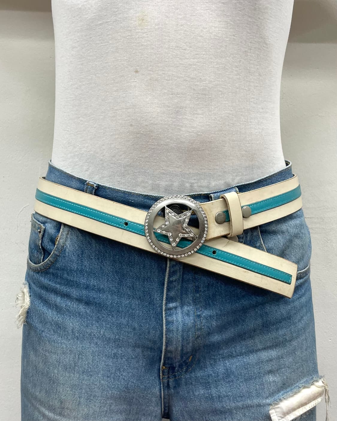 Retro Silver Star Cubic Blue Belt 상품이미지2