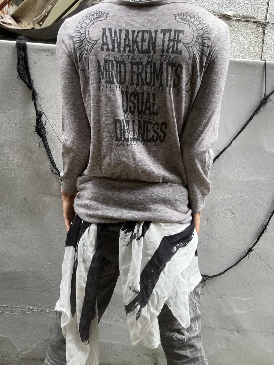 *rare design* JPN 00s 펑크 큐빅 윙 프린팅 롱슬리브 상품이미지2