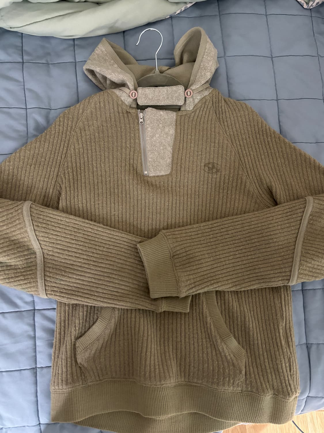 산산기어 리브드 후디 니트 1사이즈 카키 상품이미지1